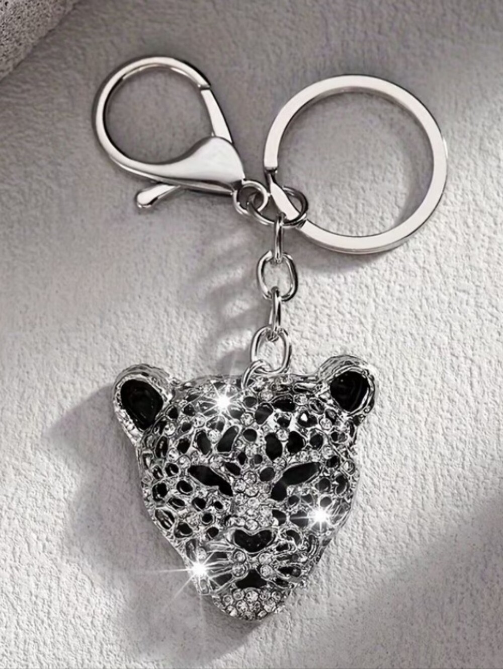 Leopard Head Keychain/bag Charm - Silver